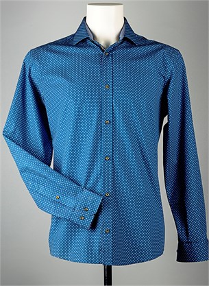 Синяя с рисунком рубашка хлопок VESTER со скидкой